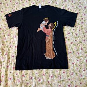 Black  Graphic Men's T-Shirt Saint Joseph Size L Pre-owned 0017